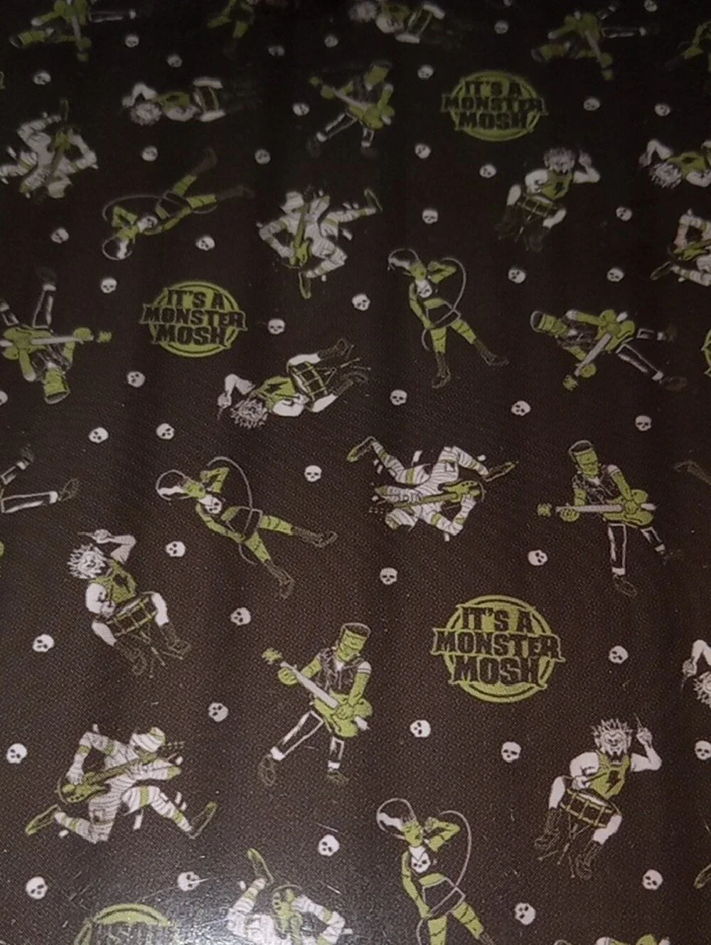 Sourpuss Black Shower Curtain with Monster Print